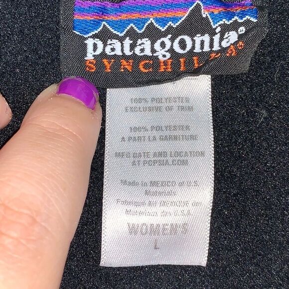 Patagonia Synchilla Black Fuzzy Vert Zip Up Large - Picture 5 of 6